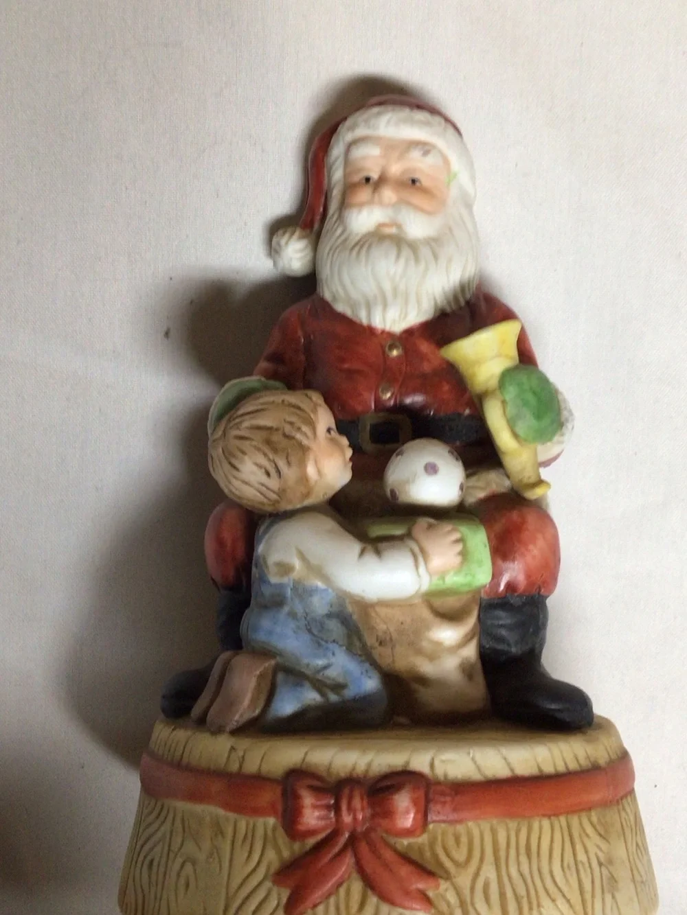 Santa Figurine Holiday Decoration in Red and White music box